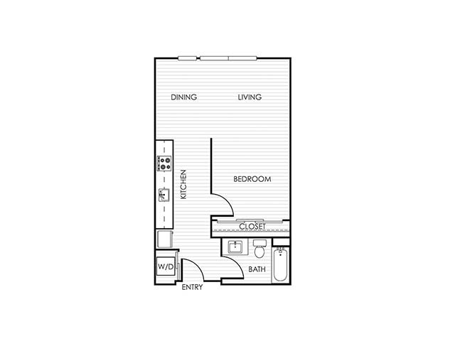 Studio Apartment 01K - 0 Bedroom - 1 Bathroom - 609 sf