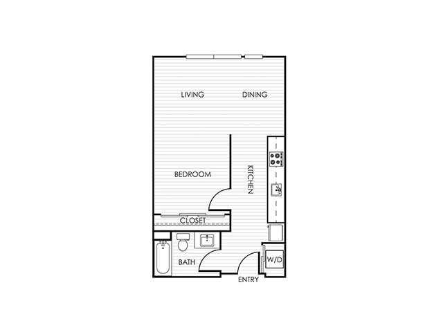 Studio Apartment 01O - 0 Bedroom - 1 Bathroom - 649 sf