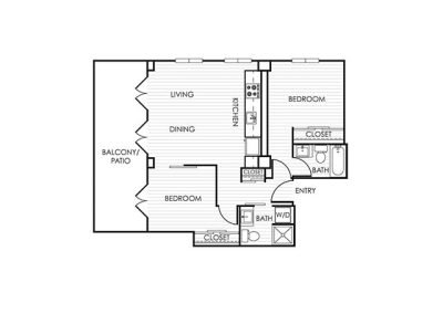 2 Bedroom Apartment 21A - 2 Bedroom - 2 Bathroom - 932 sf - with Balcony/Patio