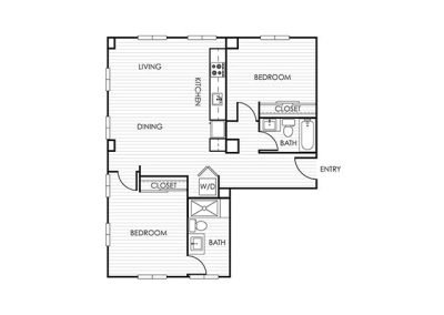 2 Bedroom Apartment 22F - 2 Bedroom - 2 Bathroom - 1,094 sf