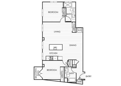 2 Bedroom Apartment 22N - 2 Bedroom - 2 Bathroom - 1,171 sf