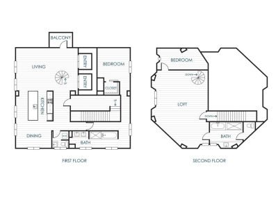 Penthouse Apartment 2 - 2 Story - 2 Bedroom - 2 1/2 Bathroom - 1,339 sf